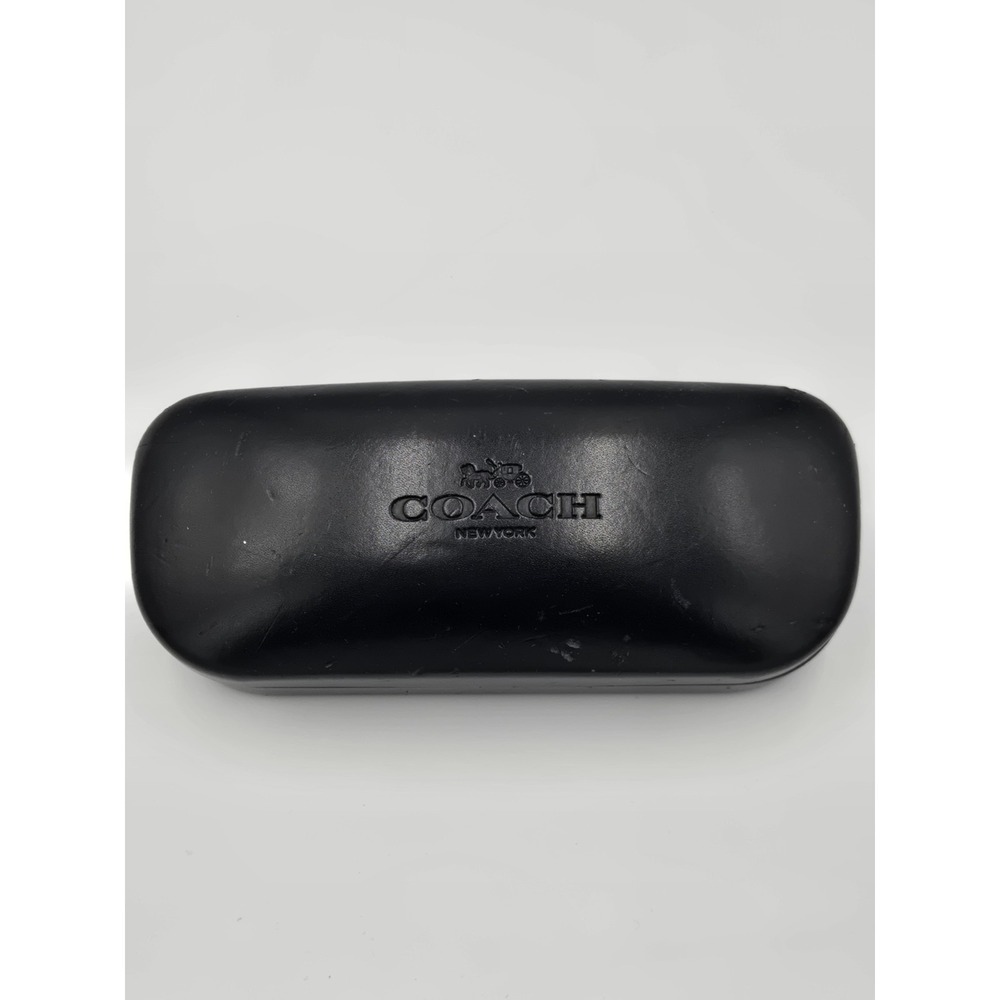 COACH Sunglasses Hard Case Black Leather Clam Shell Eyeglasses Case New York NYC